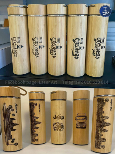 🎋ដបទឹកឫស្សី-Custom Bamboo Tumbler Engraving
