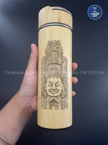 🎋ដបទឹកឫស្សី-Custom Bamboo Tumbler Engraving