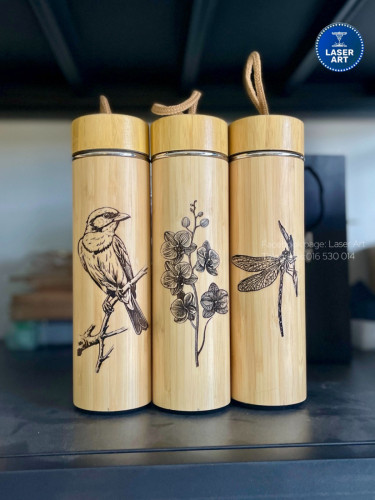 🎋ដបទឹកឫស្សី-Custom Bamboo Tumbler Engraving
