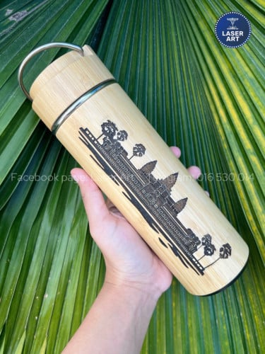🎋ដបទឹកឫស្សី-Custom Bamboo Tumbler Engraving