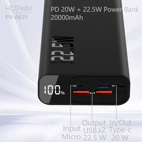 22.5W 20000mah powerbank black color