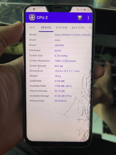 ASUS Zenfone 5 (បែកអេក្រង់មុខ និងខ្នងក្រោយ ហើយសាកថ្មីមិនចូល)