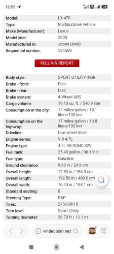 Lexus LX470 03 Full (ម៉ាស៊ីនស្ងាត់ល្អ មានចាប់សត្វ)