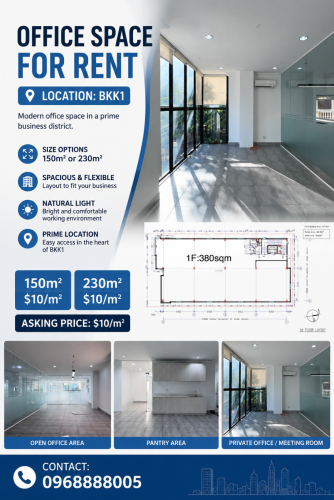 Office for Lease BKK1 _150m2 -230m2- Asking $10/m2