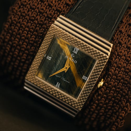 Original Ultra Rare Vintage Rado Royal Elegance Automatic Rectangle Tiger’s Eye Stone Dial GP 1960s