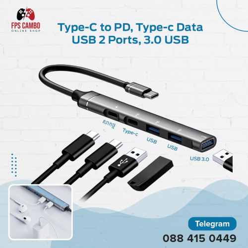 USB Hub, Type-C Hub, USB C to USB 3.0, 4 Ports USB Hub, USB Splitter, OTG Adapter, Type C Splitter.