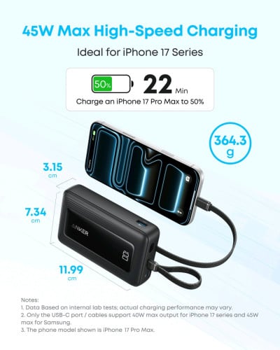Anker Zolo Power Bank ថ្មី (20,000mAh, 45W)