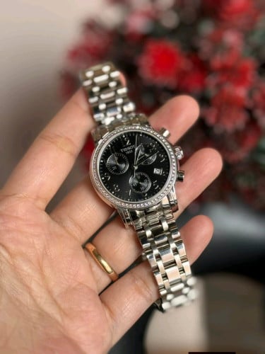 Tissot Dressport Chronograph Black Dial Diamond Ladies Watch