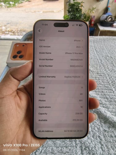 IPhone 17 Pro Max Code CH/A 256GB សាណុំហ្សុីនណែន