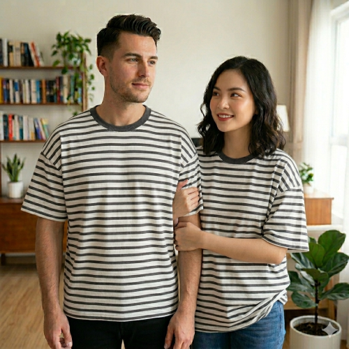 Premium 100% Cotton Blue Striped Tee | Unisex Fit