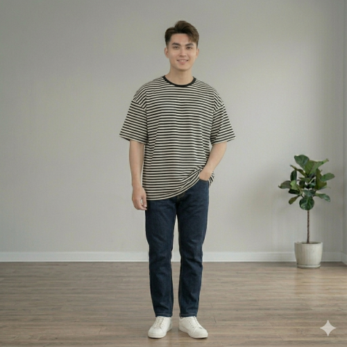 Premium 100% Cotton Blue Striped Tee | Unisex Fit