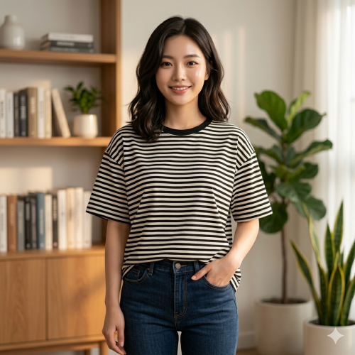 Premium 100% Cotton Blue Striped Tee | Unisex Fit