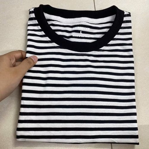 Premium 100% Cotton Blue Striped Tee | Unisex Fit