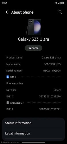 Samsung Galaxy S23 Ultra Global/Company Sim 2+E-sim