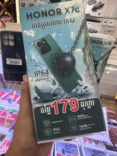 Honor X7C=149$ ថ្មី ឃ្លាស្តុក 16GB+256GB ក្រុមហ៊ុនធានា1ឆ្នាំ មានថែម Case2& screen