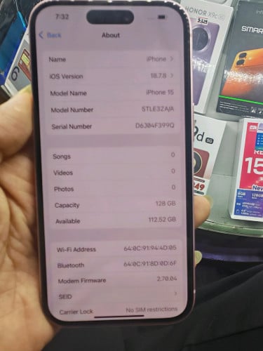 iPhone 15 Za sim2 128G ពណ៍ឈូក សាកថ្ម36ដង ថ្ម100%ស្អាត99% ស្អាតដូចថ្មី