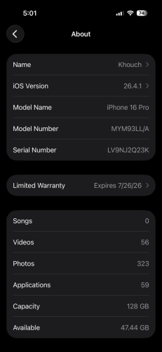 IPhone 16 Pro 128GB សំណុំហ្សីន ស្ទើរតួរ