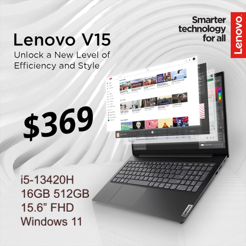 Lenovo V15 Business laptop - i5-13420H 16GB 512GB 15.6" FHD Windows 11 = $369