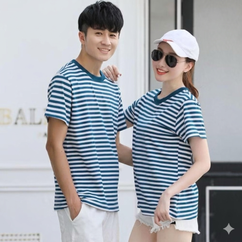 Premium 100% Cotton Blue Striped Tee | Unisex Fit