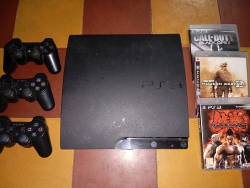 PS3 Bundle + 3 Controllers & 3 Games (No Cables)