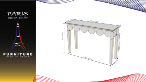 "PARIS DESIGN STUDIO" 120 cm Console Table, Glass Entryway Table