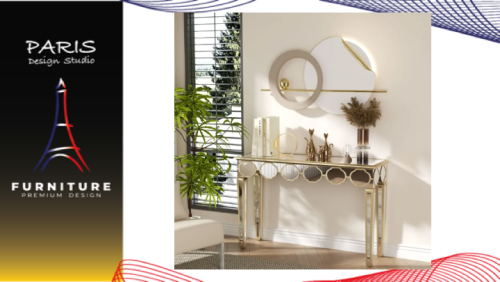 "PARIS DESIGN STUDIO" 120 cm Console Table, Glass Entryway Table