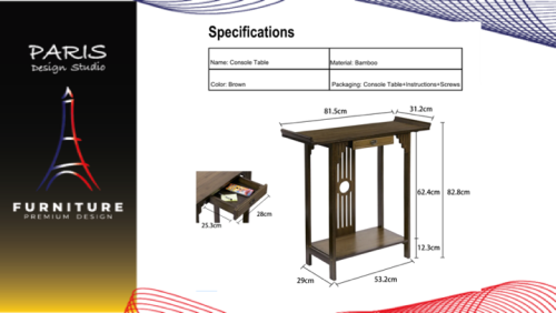 "PARIS DESIGN STUDIO" Chinese style table Solid Wood Console Table with Drawer