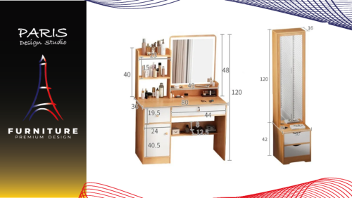 "PARIS DESIGN STUDIO" Korean style dressing table with LED light, not including chairs