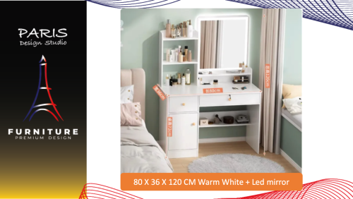 "PARIS DESIGN STUDIO" Korean style dressing table with LED light, not including chairs
