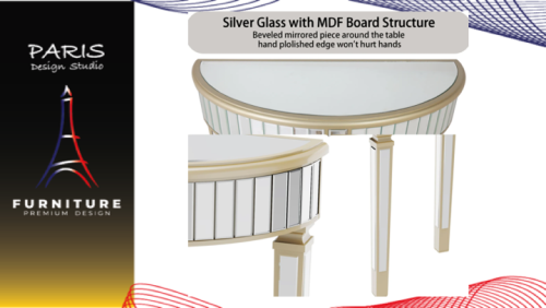 "PARIS DESIGN STUDIO" Large Half-Round Mirrored Console Table
