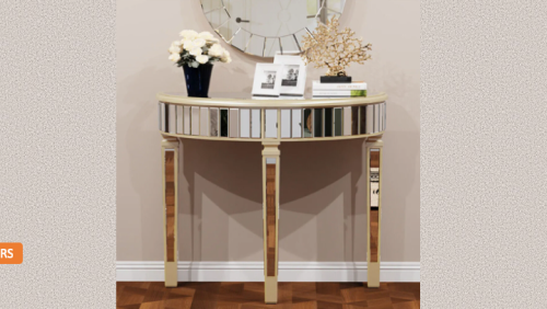 "PARIS DESIGN STUDIO" Large Half-Round Mirrored Console Table