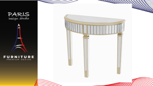 "PARIS DESIGN STUDIO" Large Half-Round Mirrored Console Table