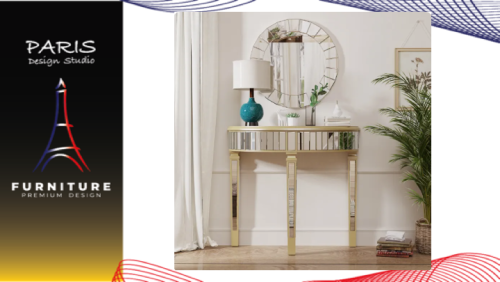 "PARIS DESIGN STUDIO" Large Half-Round Mirrored Console Table