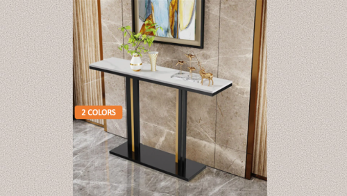 "PARIS DESIGN STUDIO" Long Table, Marble Top, Narrow Long Console Table