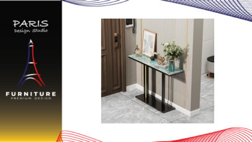 "PARIS DESIGN STUDIO" Long Table, Marble Top, Narrow Long Console Table