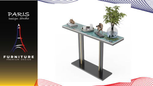 "PARIS DESIGN STUDIO" Long Table, Marble Top, Narrow Long Console Table