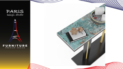 "PARIS DESIGN STUDIO" Long Table, Marble Top, Narrow Long Console Table
