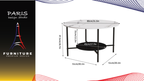 "PARIS DESIGN STUDIO" Marble Coffee Table Modern Round Sofa Center Table
