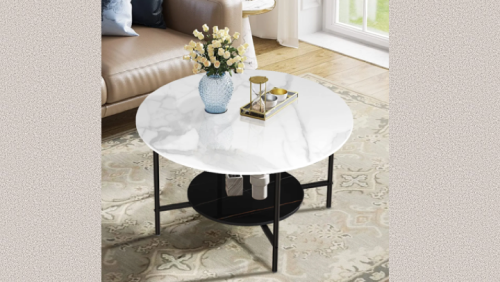 "PARIS DESIGN STUDIO" Marble Coffee Table Modern Round Sofa Center Table