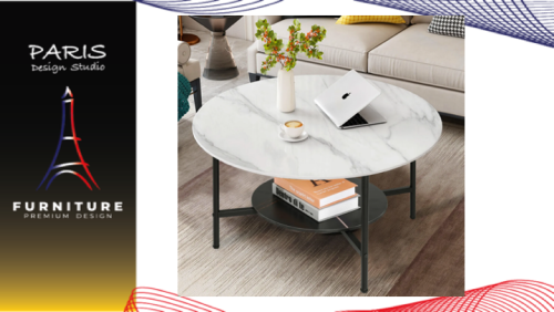 "PARIS DESIGN STUDIO" Marble Coffee Table Modern Round Sofa Center Table