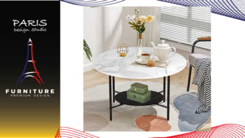 "PARIS DESIGN STUDIO" Marble Coffee Table Modern Round Sofa Center Table
