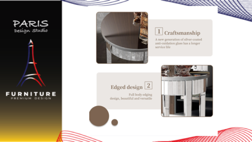 "PARIS DESIGN STUDIO" Modern Round Silver Mirror Side Table