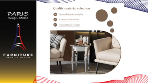 "PARIS DESIGN STUDIO" Modern Round Silver Mirror Side Table