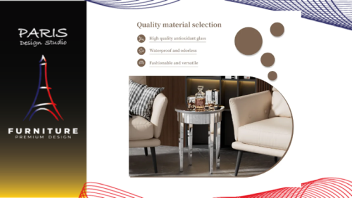 "PARIS DESIGN STUDIO" Modern Round Silver Mirror Side Table