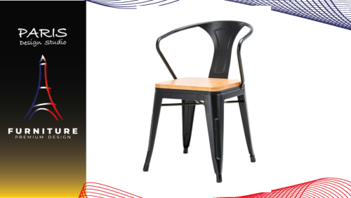 "PARIS DESIGN STUDIO" steel bar chair with backrest dining chair restaurant chair