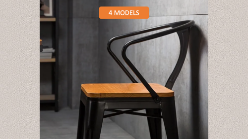 "PARIS DESIGN STUDIO" steel bar chair with backrest dining chair restaurant chair