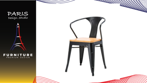 "PARIS DESIGN STUDIO" steel bar chair with backrest dining chair restaurant chair