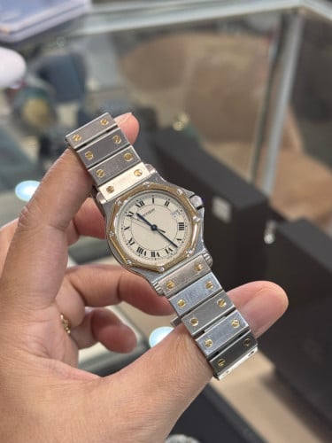 Cartier Santos Octagon LM 18K Yellow Gold Quartz Ladies Watch