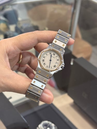 Cartier Santos Octagon LM 18K Yellow Gold Quartz Ladies Watch