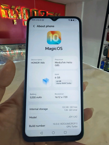HonorX6b ram6G+6G/128G sim2 ស្អាត99%
